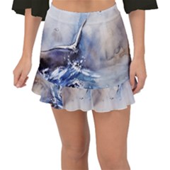 Art Painting Sea Storm Seagull Fishtail Mini Chiffon Skirt by Pakrebo