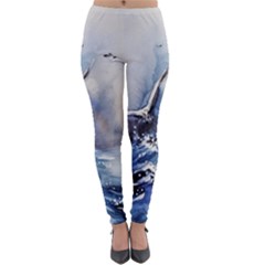 Art Painting Sea Storm Seagull Lightweight Velour Leggings by Pakrebo