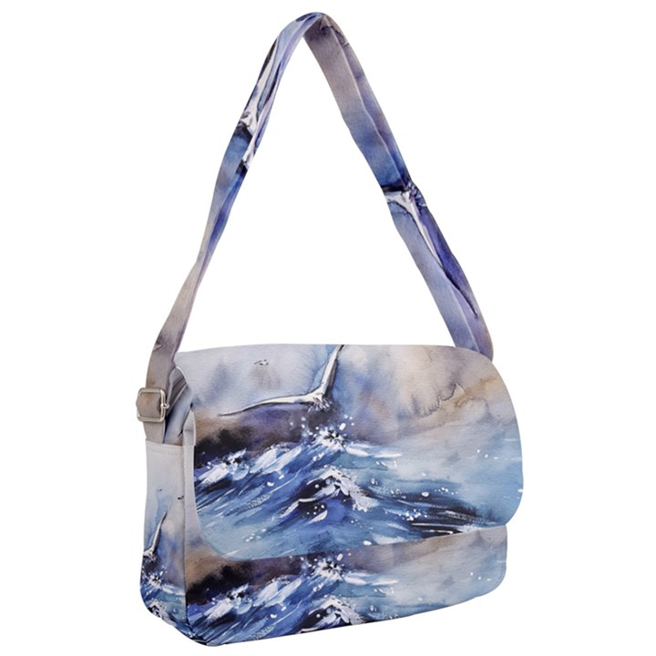 Art Painting Sea Storm Seagull Courier Bag