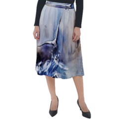 Art Painting Sea Storm Seagull Classic Velour Midi Skirt  by Pakrebo