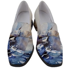 Art Painting Sea Storm Seagull Women s Chunky Heel Loafers