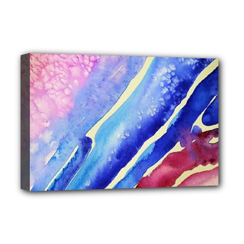 Painting Abstract Blue Pink Spots Deluxe Canvas 18  X 12  (stretched) by Pakrebo