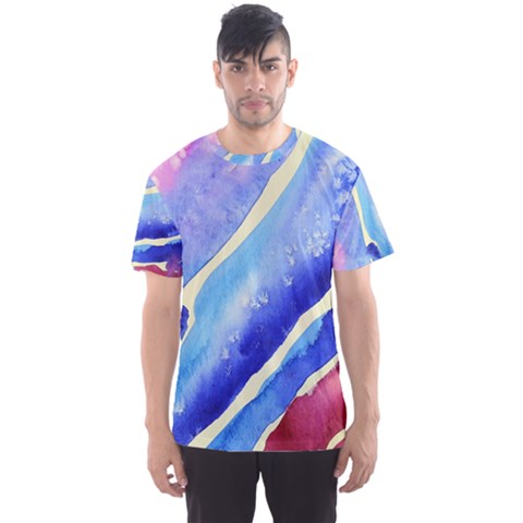 Painting Abstract Blue Pink Spots Men s Sports Mesh Tee by Pakrebo