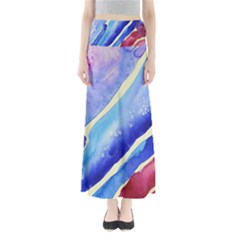 Painting Abstract Blue Pink Spots Full Length Maxi Skirt by Pakrebo