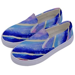 Painting Abstract Blue Pink Spots Kids  Canvas Slip Ons by Pakrebo