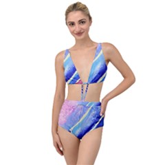 Painting Abstract Blue Pink Spots Tied Up Two Piece Swimsuit by Pakrebo