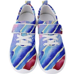 Painting Abstract Blue Pink Spots Men s Velcro Strap Shoes by Pakrebo