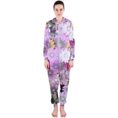 Flower Flowers Carta Da Parati Hooded Jumpsuit (ladies)  by Pakrebo