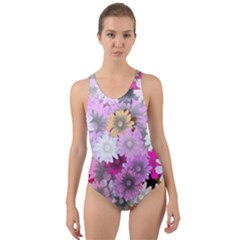 Flower Flowers Carta Da Parati Cut-out Back One Piece Swimsuit by Pakrebo