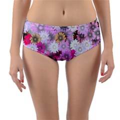 Flower Flowers Carta Da Parati Reversible Mid-waist Bikini Bottoms by Pakrebo