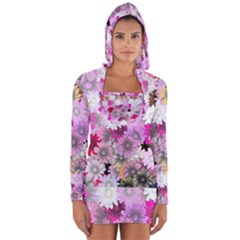 Flower Flowers Carta Da Parati Long Sleeve Hooded T-shirt by Pakrebo