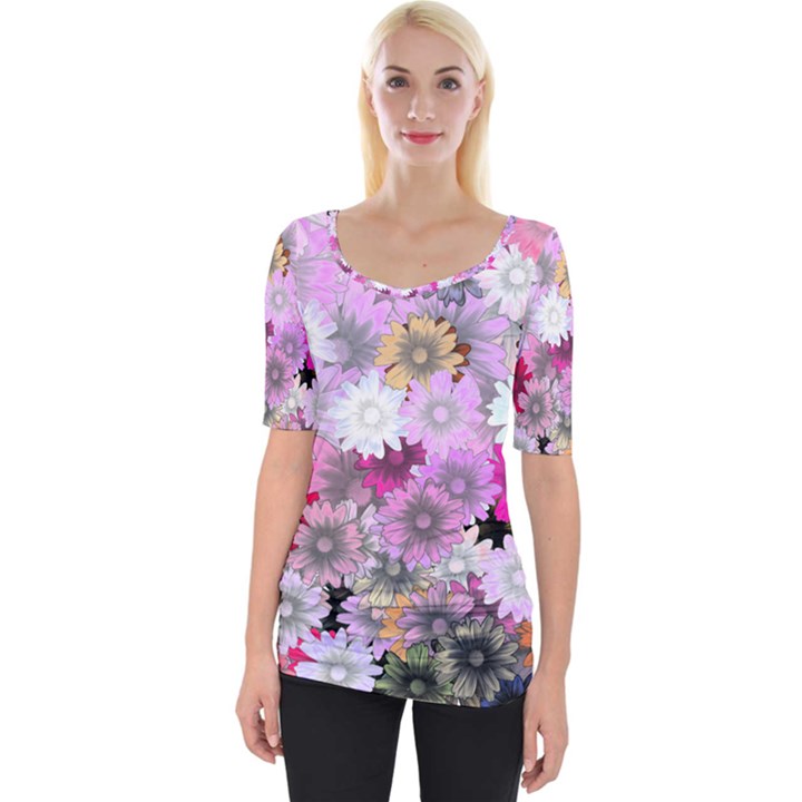 Flower Flowers Carta Da Parati Wide Neckline Tee