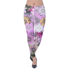 Flower Flowers Carta Da Parati Velvet Leggings by Pakrebo