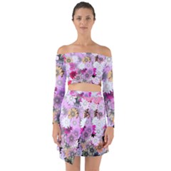 Flower Flowers Carta Da Parati Off Shoulder Top With Skirt Set by Pakrebo