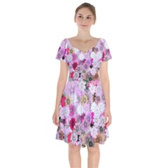 Flower Flowers Carta Da Parati Short Sleeve Bardot Dress by Pakrebo