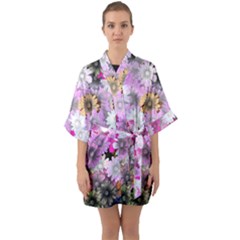 Flower Flowers Carta Da Parati Quarter Sleeve Kimono Robe by Pakrebo