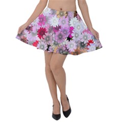 Flower Flowers Carta Da Parati Velvet Skater Skirt by Pakrebo