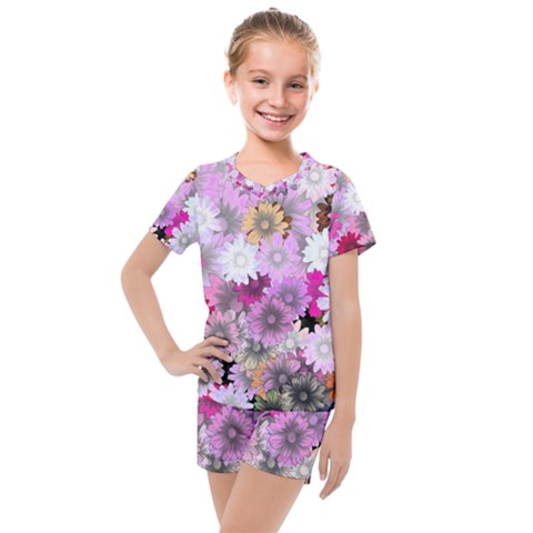 Flower Flowers Carta Da Parati Kids  Mesh Tee And Shorts Set by Pakrebo