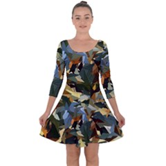 Fantasia Fantasie Color Colors Quarter Sleeve Skater Dress by Pakrebo