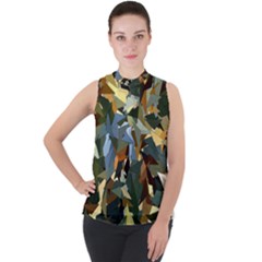 Fantasia Fantasie Color Colors Mock Neck Chiffon Sleeveless Top