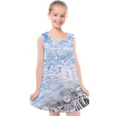 Coast Beach Shell Conch Water Kids  Cross Back Dress by Pakrebo