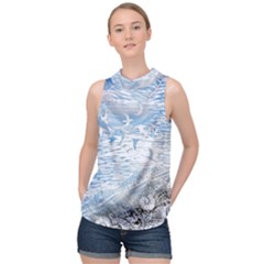 Coast Beach Shell Conch Water High Neck Satin Top