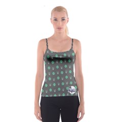 Green/gray Owl Spaghetti Strap Top