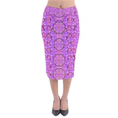 Paradise Blossom Tree On The Mountain High Velvet Midi Pencil Skirt by pepitasart