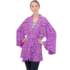 Paradise Blossom Tree On The Mountain High Velvet Kimono Robe