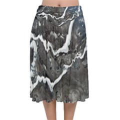 Cold Lava Velvet Flared Midi Skirt