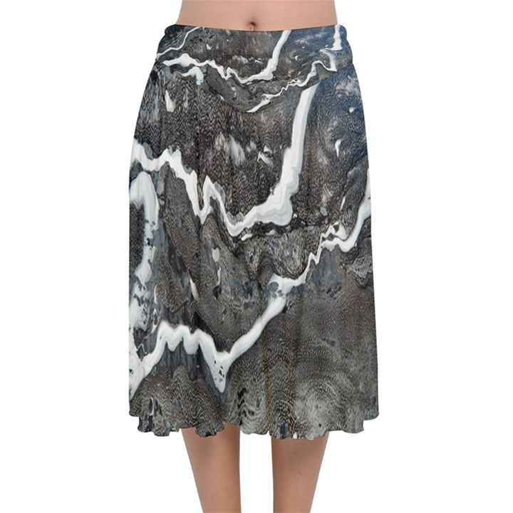 COLD LAVA Velvet Flared Midi Skirt