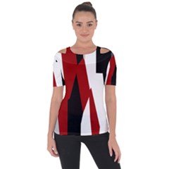 Black Red And White Shoulder Cut Out Short Sleeve Top by TopitOff