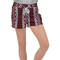 Red & White Stripes  Women s Velour Lounge Shorts by WensdaiAmbrose