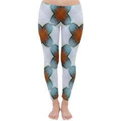 Bronze And Teal Crisscross Pattern Classic Winter Leggings