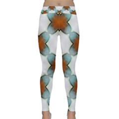 Bronze And Teal Crisscross Pattern Classic Yoga Leggings by bottomsupbykenique