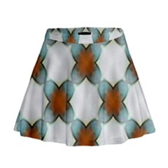 Bronze And Teal Crisscross Pattern Mini Flare Skirt