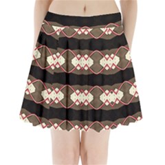 Black, Tan, Red And Ivory Curvy Geometric Pattern Pleated Mini Skirt by bottomsupbykenique