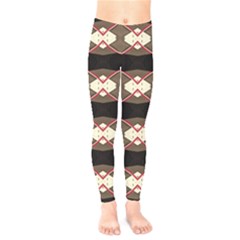 Black, Tan, Red And Ivory Curvy Geometric Pattern Kids  Legging