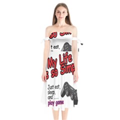 My Life Is Simple Shoulder Tie Bardot Midi Dress by Ergi2000