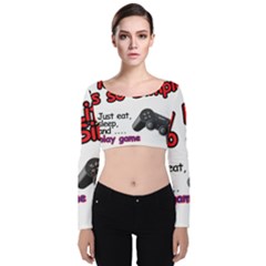 My Life Is Simple Velvet Long Sleeve Crop Top by Ergi2000