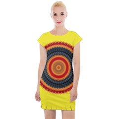 Art Decoration Wallpaper Bright Cap Sleeve Bodycon Dress