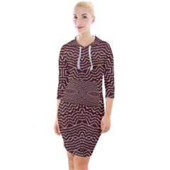 Design Pattern Abstract Desktop Quarter Sleeve Hood Bodycon Dress