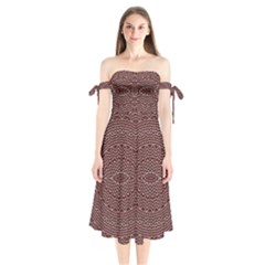 Design Pattern Abstract Desktop Shoulder Tie Bardot Midi Dress by Pakrebo