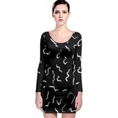 Scribbles Lines Drawing Picture Long Sleeve Bodycon Dress by Pakrebo