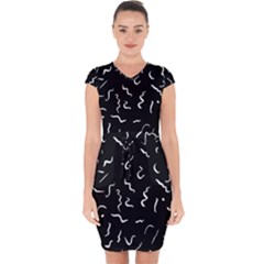 Scribbles Lines Drawing Picture Capsleeve Drawstring Dress  by Pakrebo