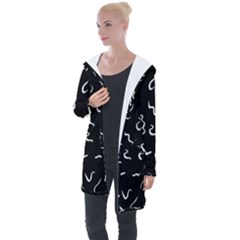 Scribbles Lines Drawing Picture Longline Hooded Cardigan