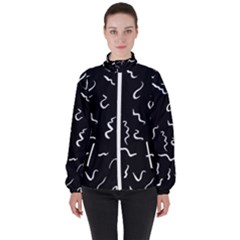 Scribbles Lines Drawing Picture High Neck Windbreaker (women) by Pakrebo