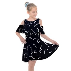 Scribbles Lines Drawing Picture Kids  Shoulder Cutout Chiffon Dress by Pakrebo