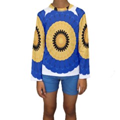 Design Circular Round Pattern Kids  Long Sleeve Swimwear by Pakrebo