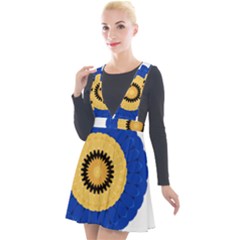 Design Circular Round Pattern Plunge Pinafore Velour Dress